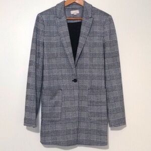 NEW W/O TAGS LOFT Long Herringbone Checked Blazer
